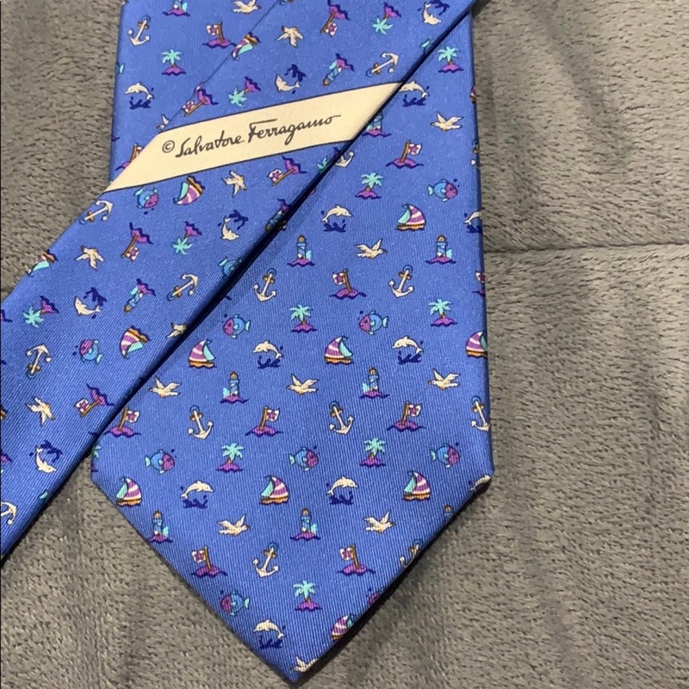 Salvatore Ferragamo Tie Blue Ocean/Marine